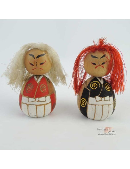 Mini Kokeshi Kabuki - Set of 2 Dolls