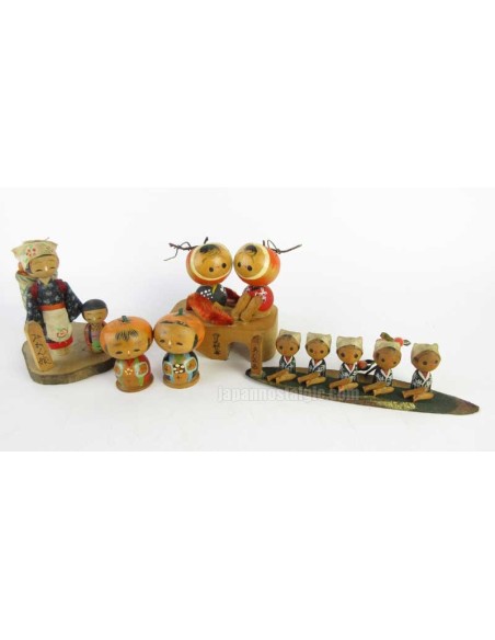 Mini Kokeshi - Set of 5 Dolls