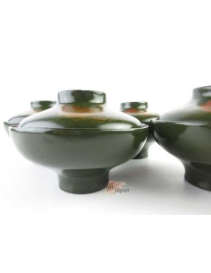 Japanese Vintage Lacquered Wooden Bowls with lid - set of 2 2