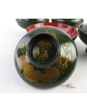 Japanese Vintage Lacquered Wooden Bowls with lid - set of 2