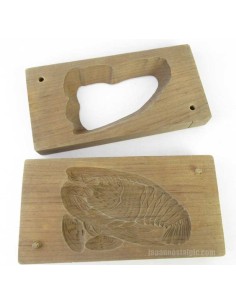 Japanese Vintage Wooden Kashigata(Sweets Mold), Spiny Lobster and Hard Clams