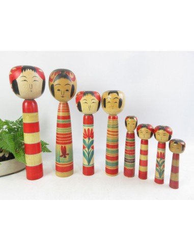 Traditional Kokeshi dolls - set of 8