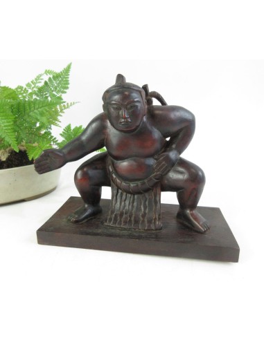 Japanese Vintage Wooden Sumo Wrestler Statue