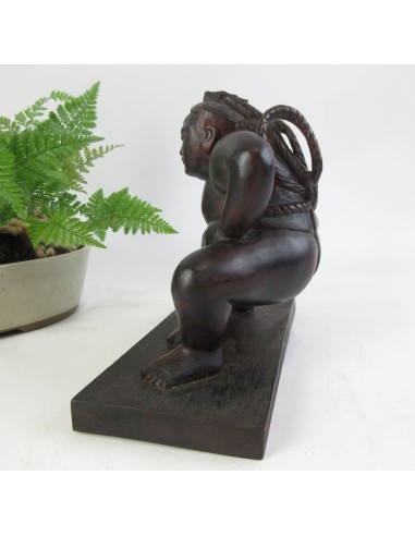 Japanese Vintage Wooden Sumo Wrestler Statue