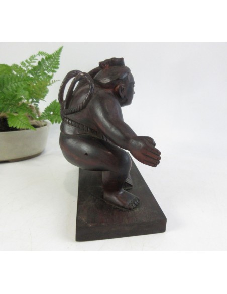 Japanese Vintage Wooden Sumo Wrestler Statue